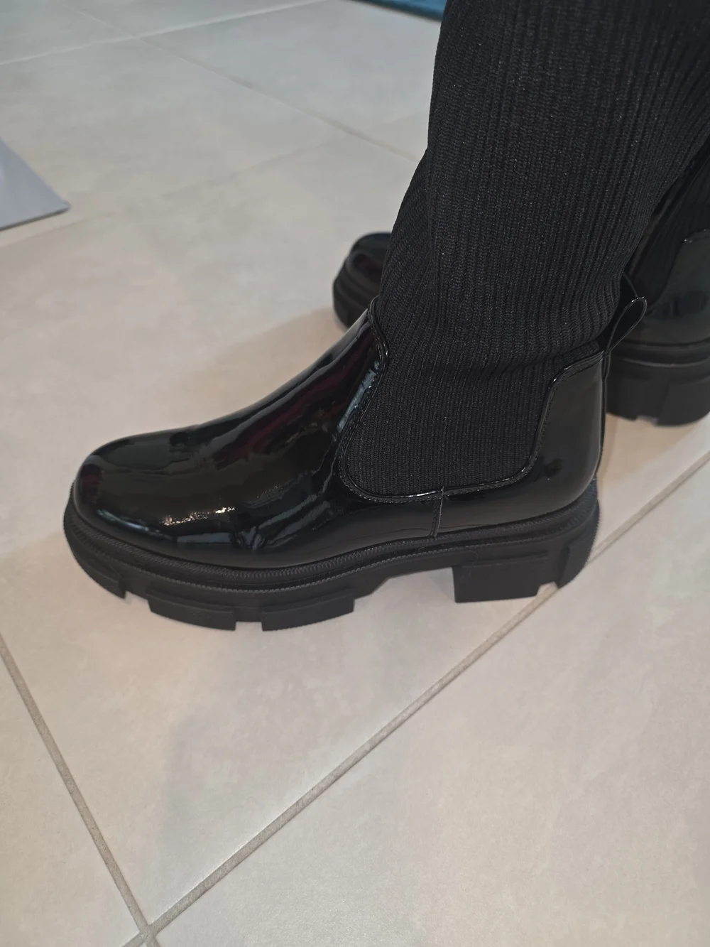 Black Over-the-Knee Ribbed Sock Boots